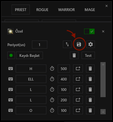 Özel makro kaydet Özel makro kaydet
