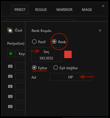Özel makro renk koşulu pencere Özel makro renk koşulu pencere