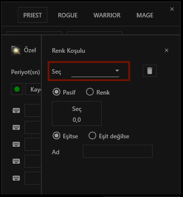 Özel makro renk koşulu liste Özel makro renk koşulu liste